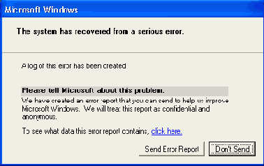 Сервис Error Reporting отображает